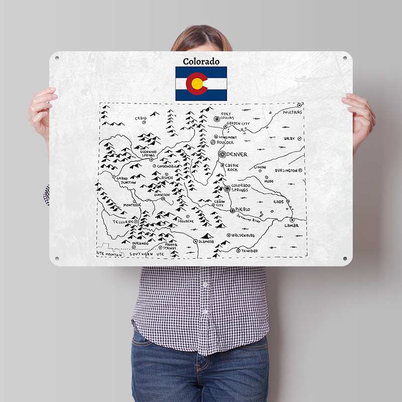 Custom Map Poster - Hand Drawn Map of Colorado 3D