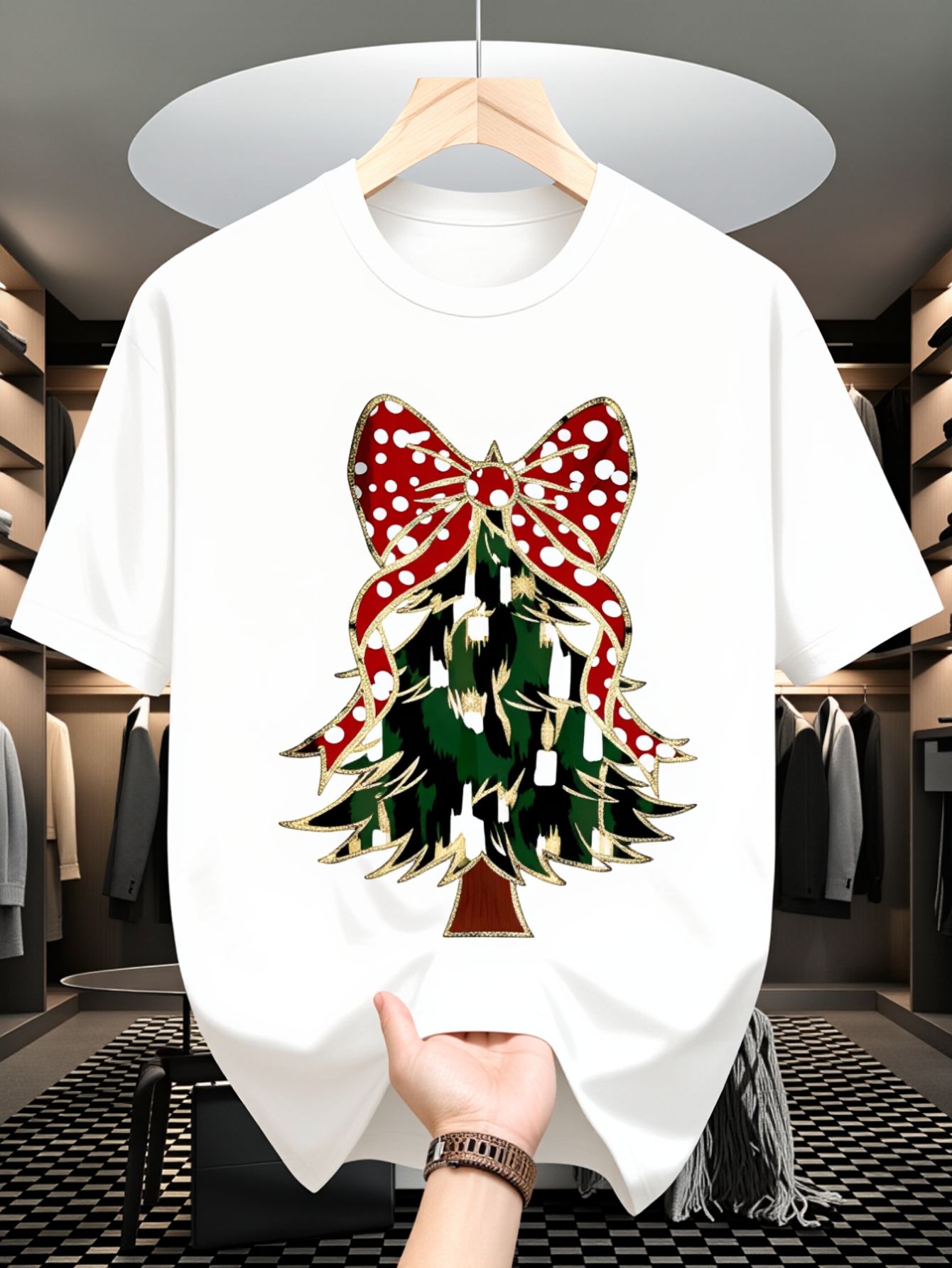 Family Tree Print - Men's T-Shirt, Christmas Tree Design Holiday