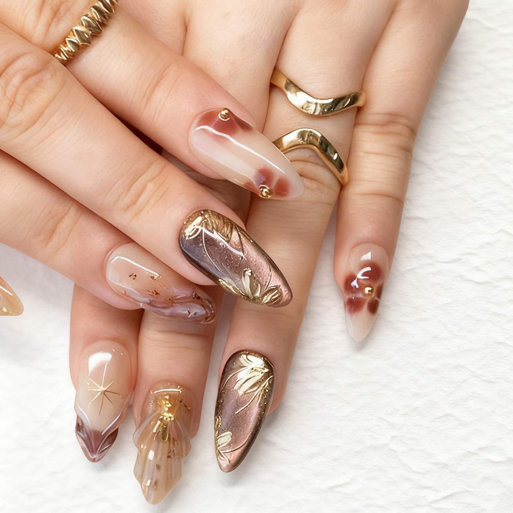24pcs Flower False Nails Brown - Pressed Flower Art 리뷰 및 가격