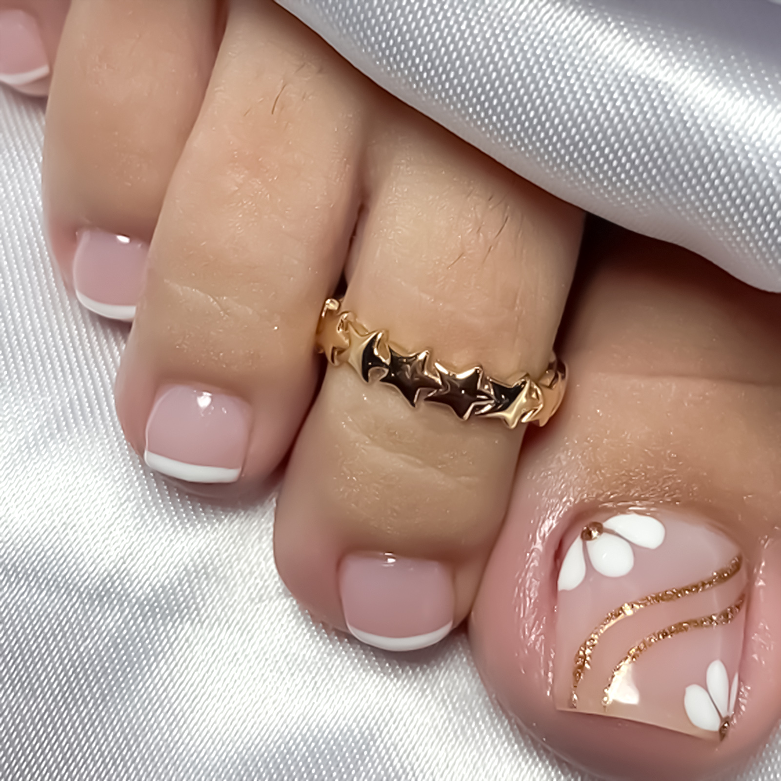 Nude Pink Color Fake Toenails  - Pressed Flower Art 리뷰 및 가격