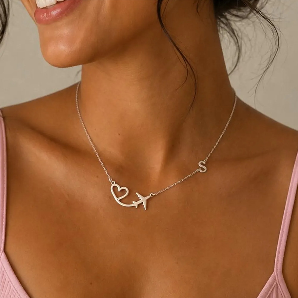 Personalized Heart Airplane In - Name Necklace Custom 리뷰 및 가격