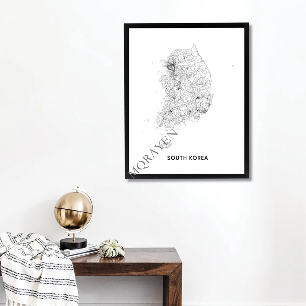 South Korea Map Black and Whit - Custom Star Map 리뷰 및 가격