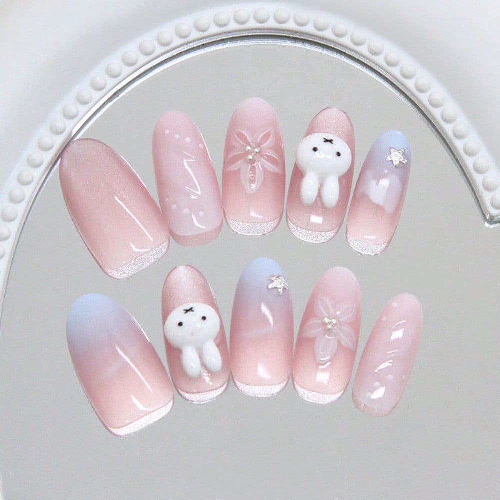 24Pcs Bunny Almond 3D Flower R - Pressed Flower Art 리뷰 및 가격