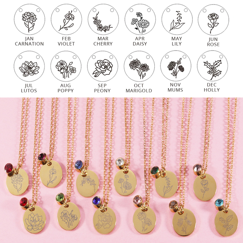 Crystal Birthstone Necklace fo - Birth Flower Necklace 리뷰 및 가격