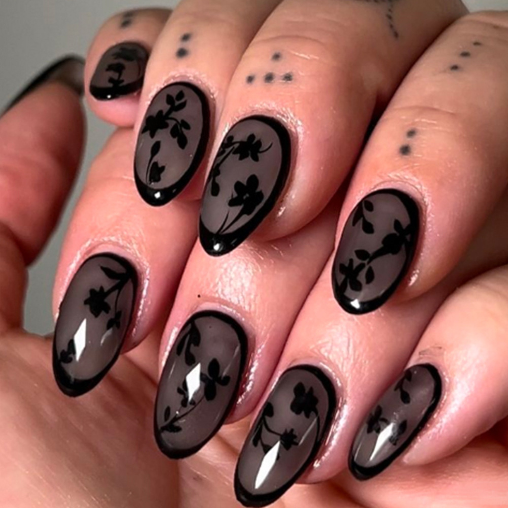 24pcs Leopard Print Brown Nail - Pressed Flower Art 리뷰 및 가격