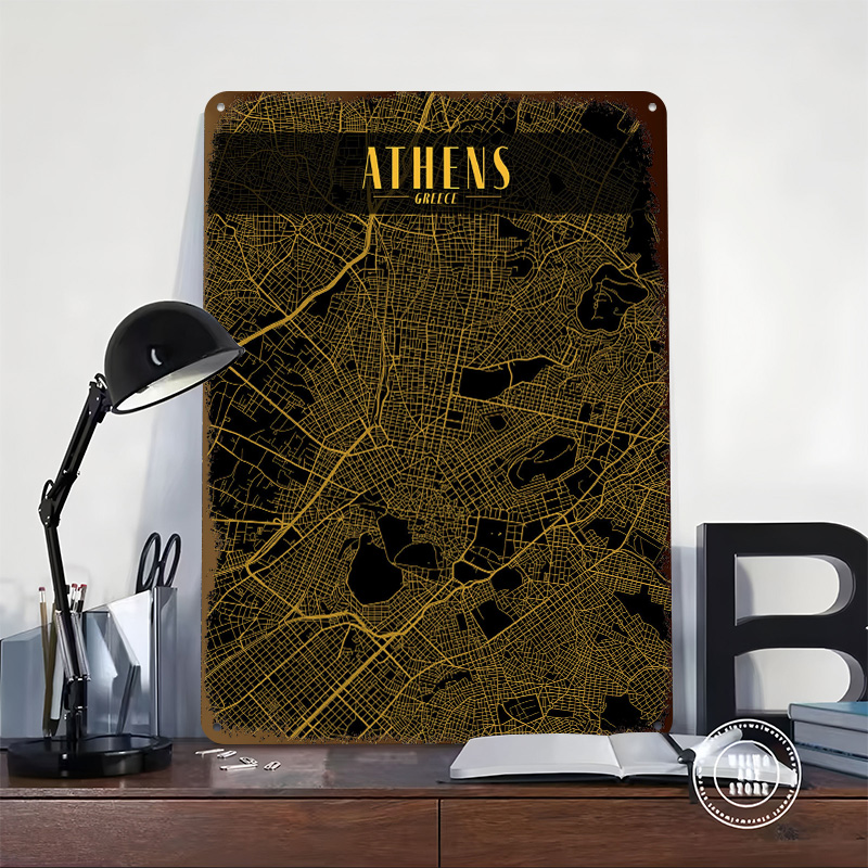 Athens Golden Map Tinplate Pos - Custom Map Poster 리뷰 및 가격