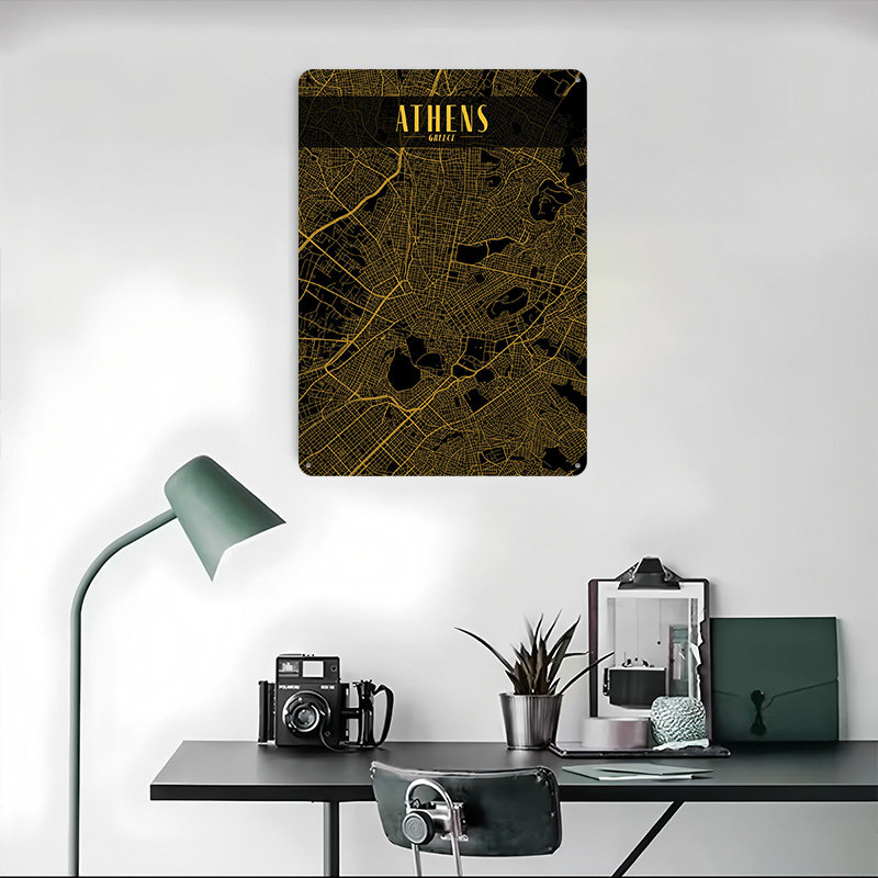 Athens Golden Map Tinplate Pos - Custom Map Poster 리뷰 및 가격
