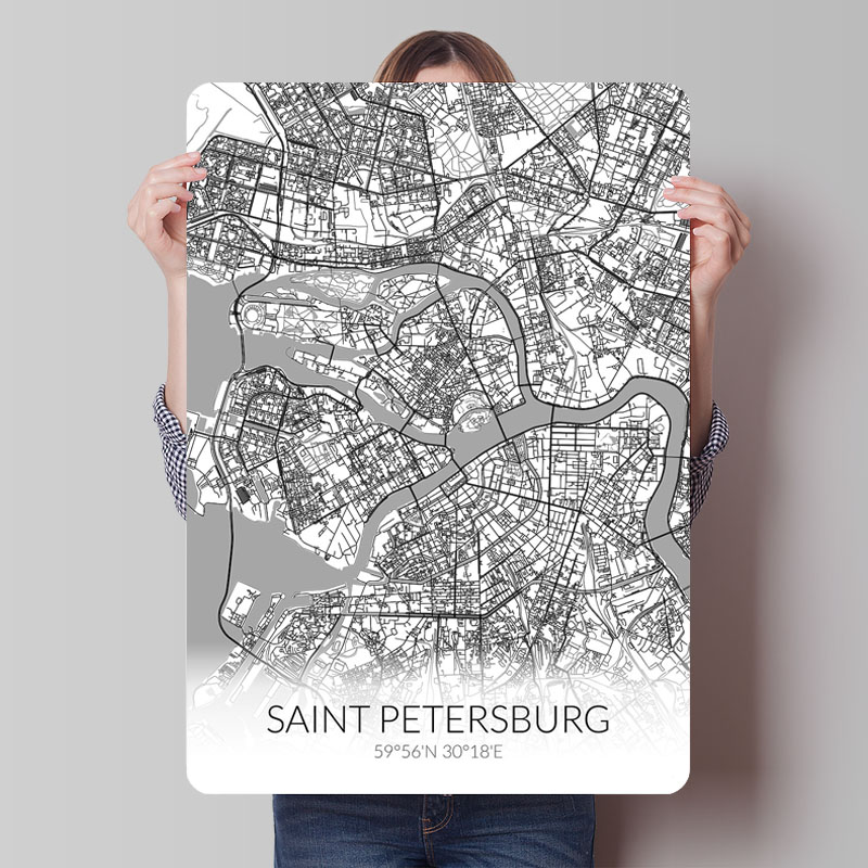 Saint Petersburg White Map Tin - Custom Map Poster 리뷰 및 가격