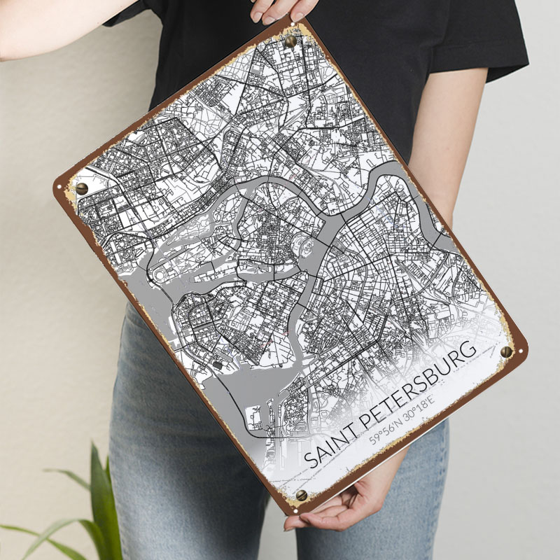 Saint Petersburg White Map Tin - Custom Map Poster 리뷰 및 가격