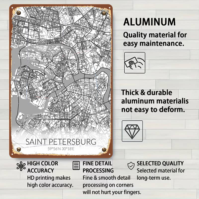 Saint Petersburg White Map Tin - Custom Map Poster 리뷰 및 가격
