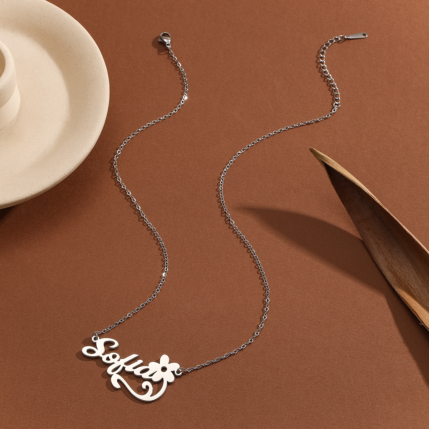 Stainless Steel Flower Letter  - Name Necklace Custom 리뷰 및 가격