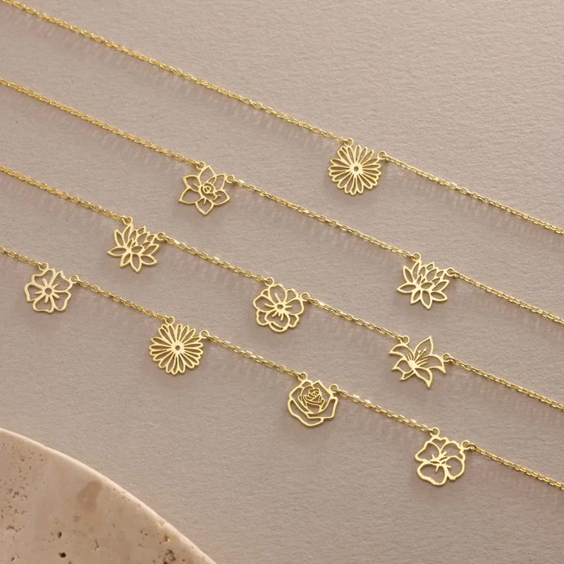 Customized Birth Flowers Neckl - Birth Flower Necklace 리뷰 및 가격