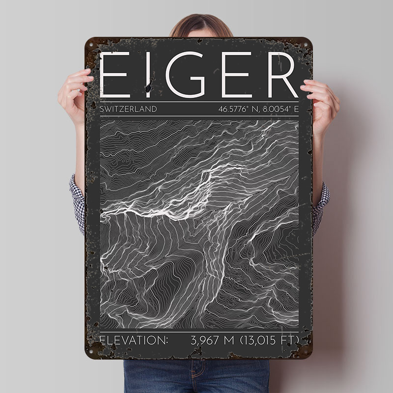 Eiger Mountain Topographic Con - Custom Map Poster 리뷰 및 가격
