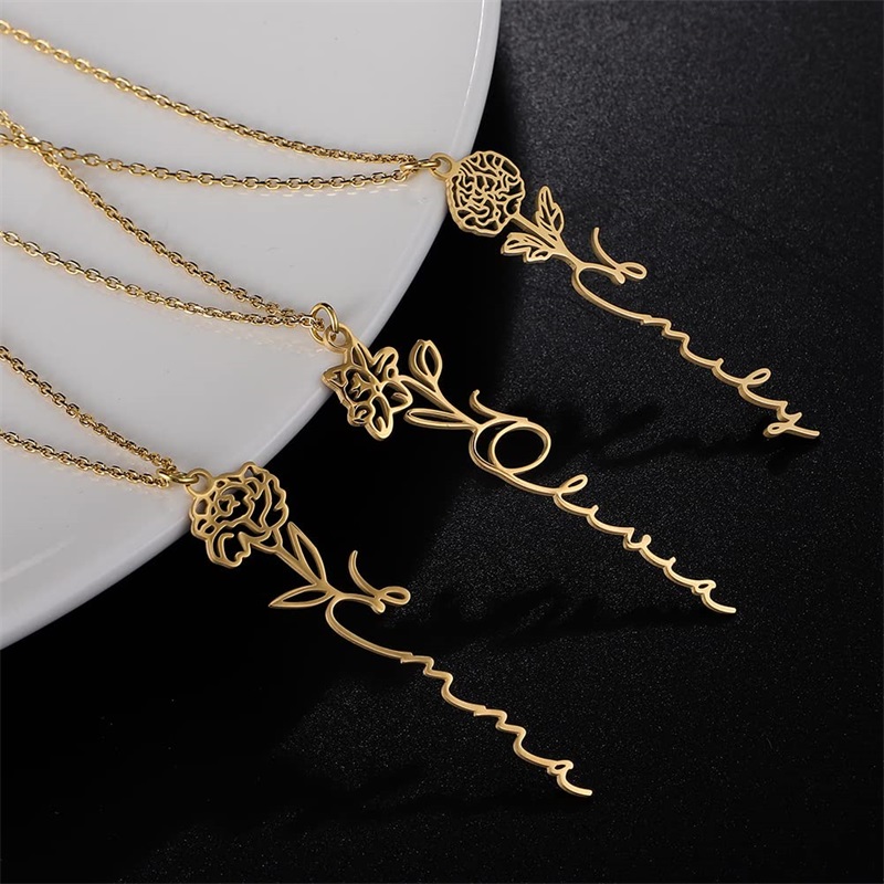 Personalized Birth Flower Name - Birth Flower Necklace 리뷰 및 가격