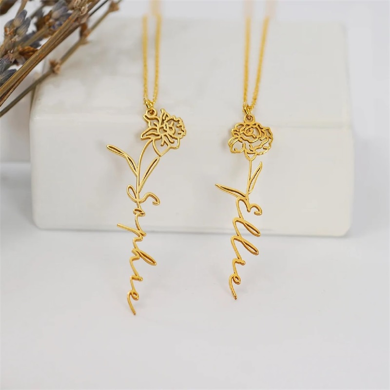 Personalized Birth Flower Name - Birth Flower Necklace 리뷰 및 가격