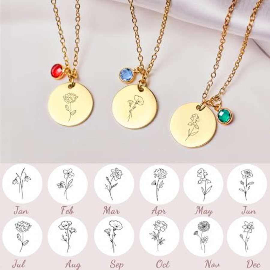 Birth Flower Necklaces for Wom - Birth Flower Necklace 리뷰 및 가격