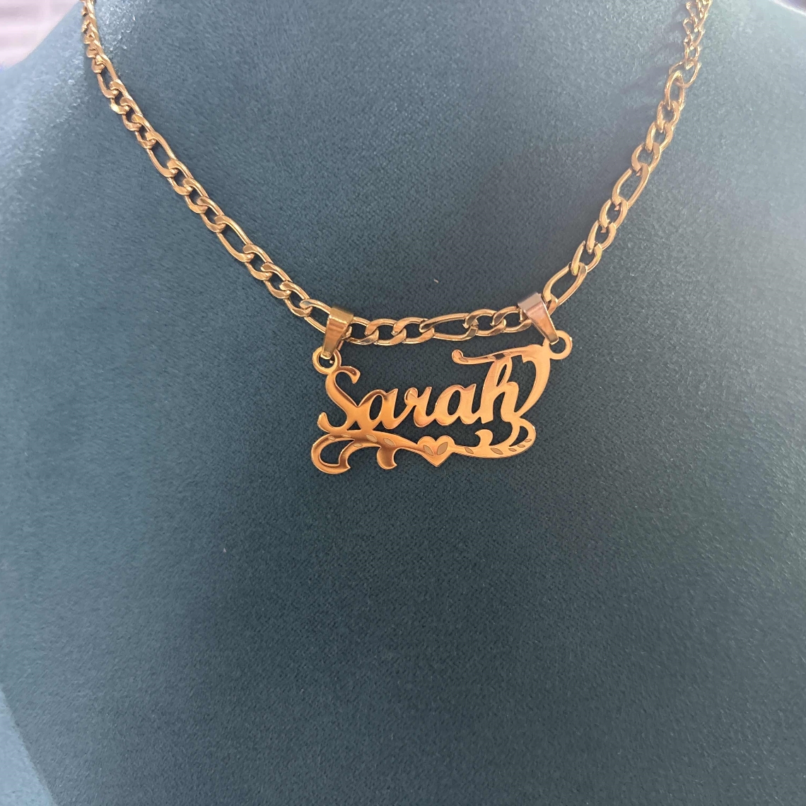 Custom Figaro Chain Heart Name - Name Necklace Custom 리뷰 및 가격